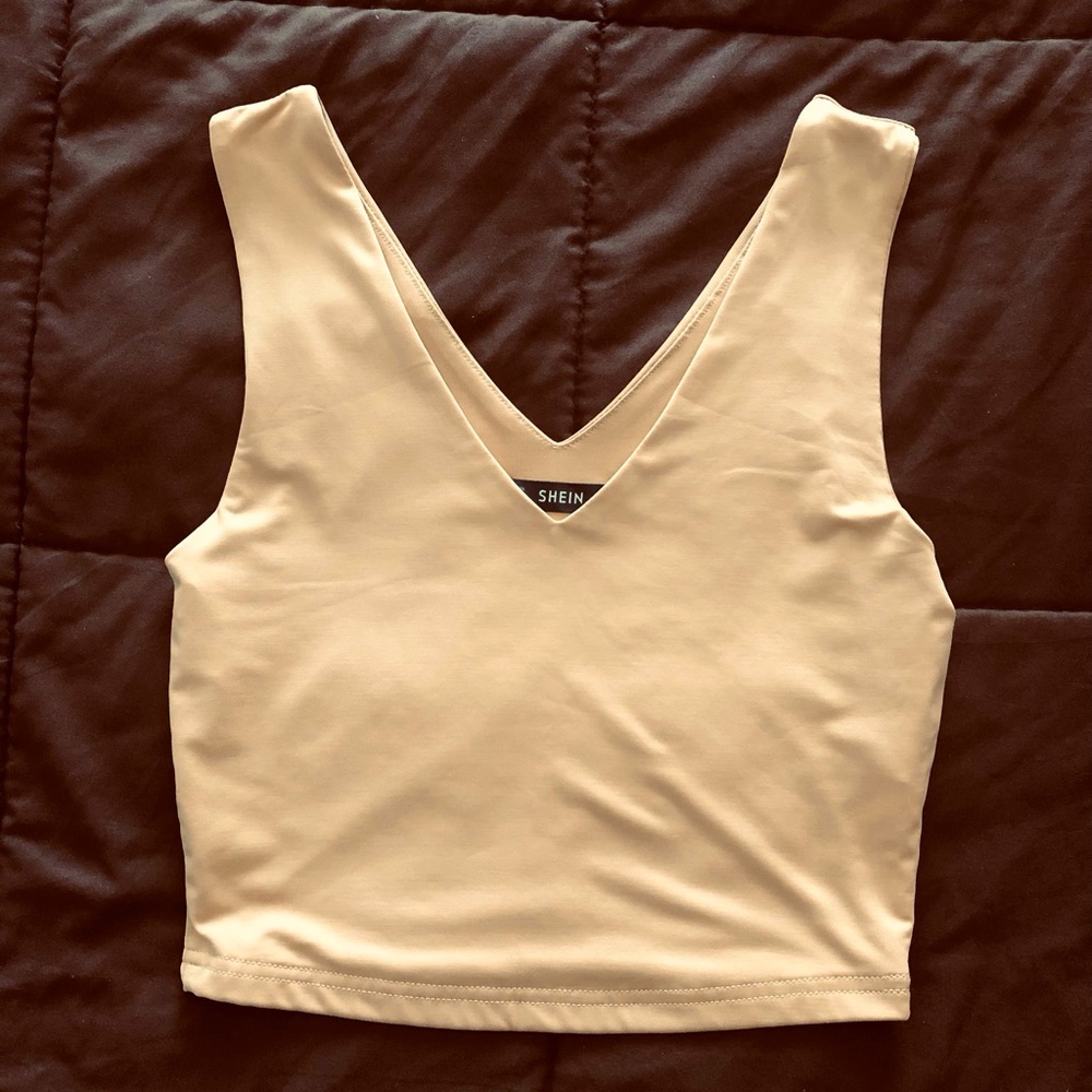 Solid V-Neck Crop Top